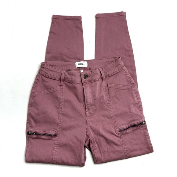 Pistola Mauve Dusty Purple Skinny Cargo Zipper Utility Jean - Picture 1 of 4